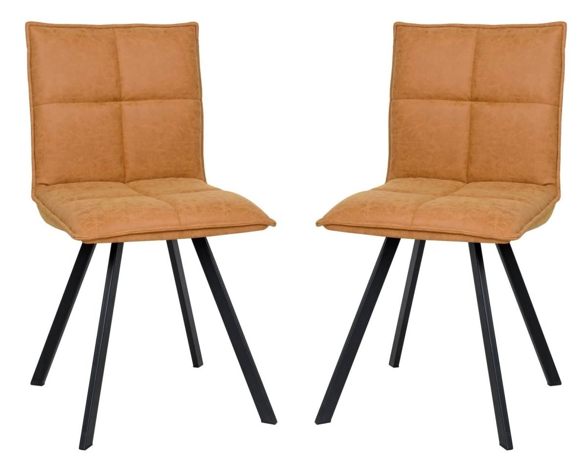 Wesley Modern Leather Dining Chair With Metal Legs Set of 2