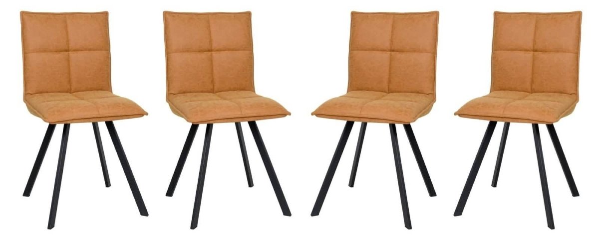 Wesley Modern Leather Dining Chair With Metal Legs Set of 4