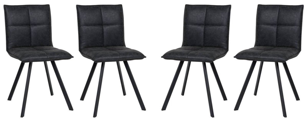 Wesley Modern Leather Dining Chair With Metal Legs Set of 4