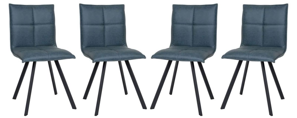 Wesley Modern Leather Dining Chair With Metal Legs Set of 4