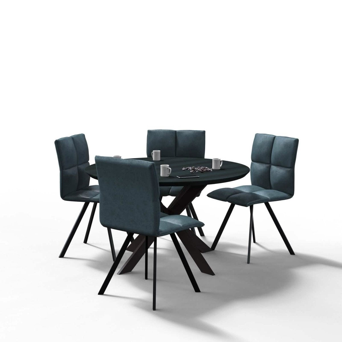 Wesley Modern Leather Dining Chair With Metal Legs Set of 4