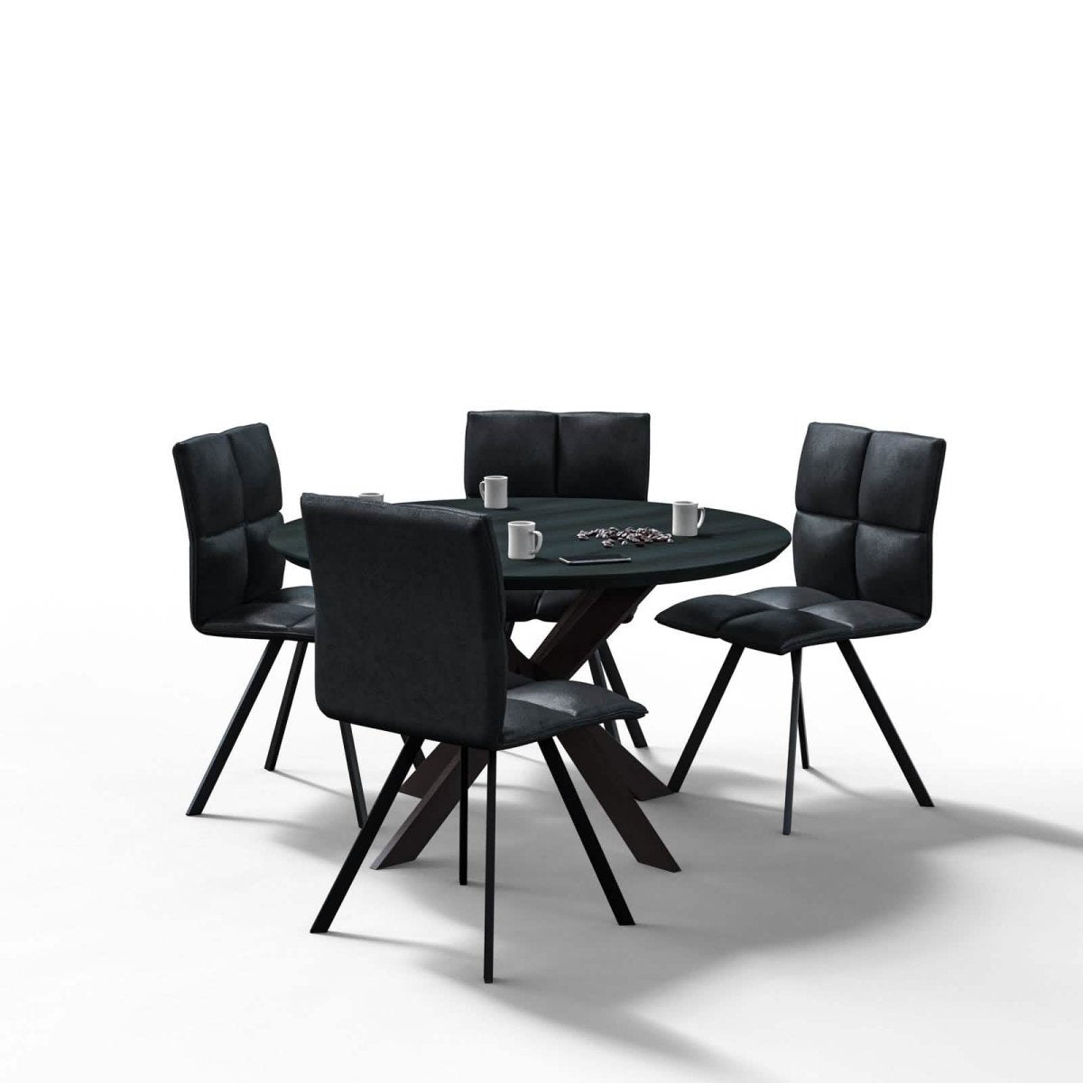 Wesley Modern Leather Dining Chair With Metal Legs Set of 4