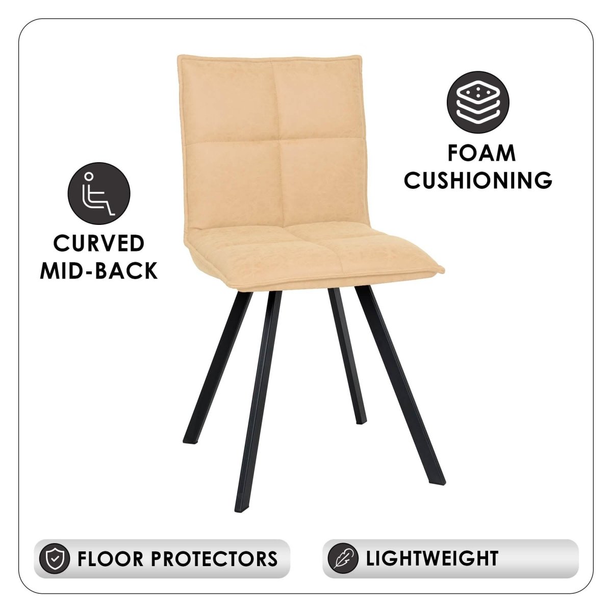 Wesley Modern Leather Dining Chair With Metal Legs Set of 4