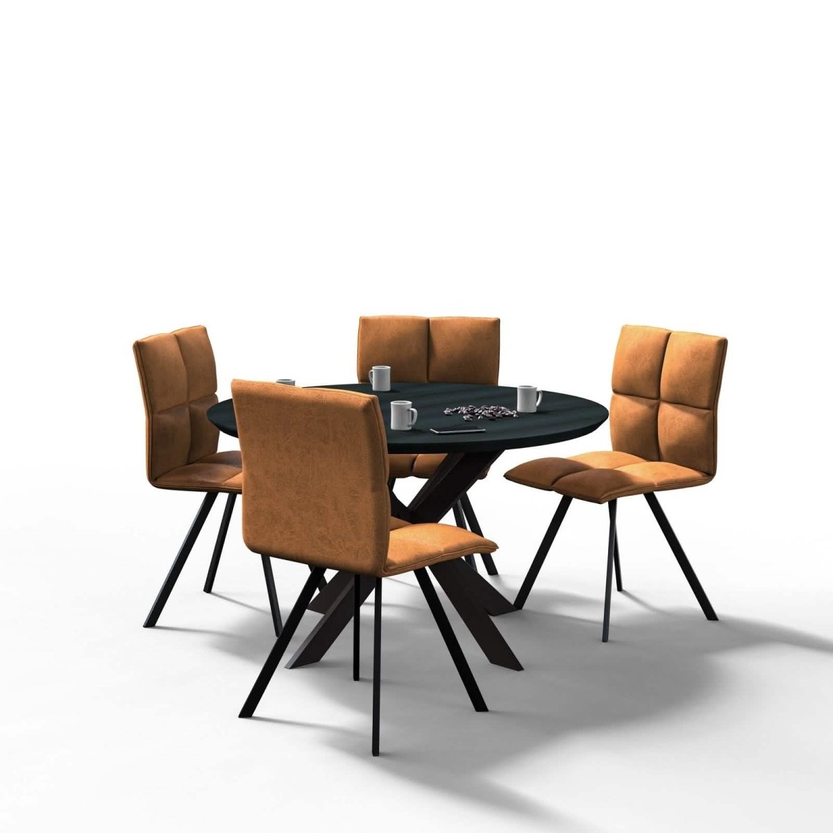 Wesley Modern Leather Dining Chair With Metal Legs Set of 4