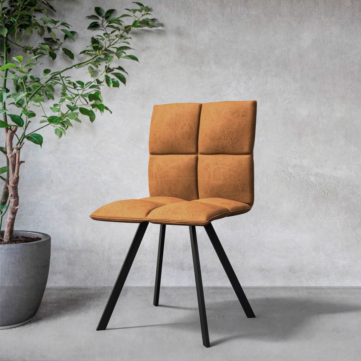 Wesley Modern Leather Kitchen and Dining Chairs with Black Metal Legs