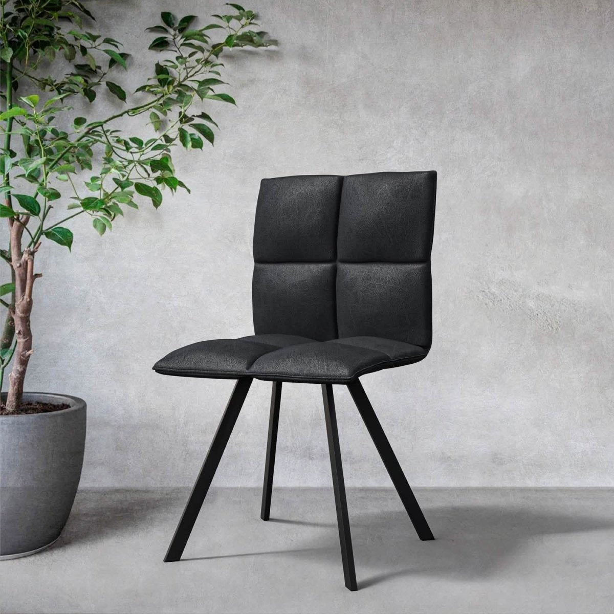 Wesley Modern Leather Kitchen and Dining Chairs with Black Metal Legs