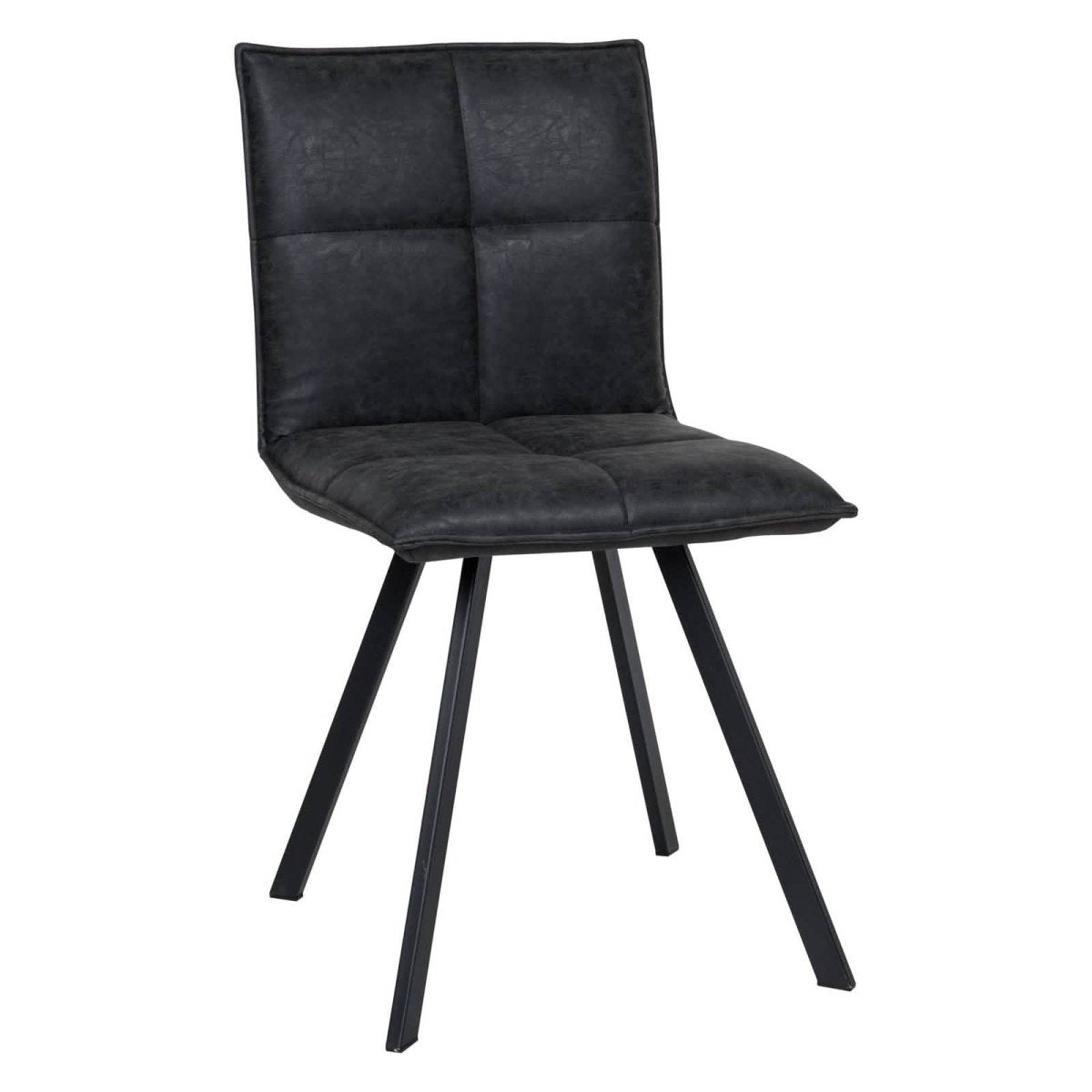 Wesley Modern Leather Kitchen and Dining Chairs with Black Metal Legs