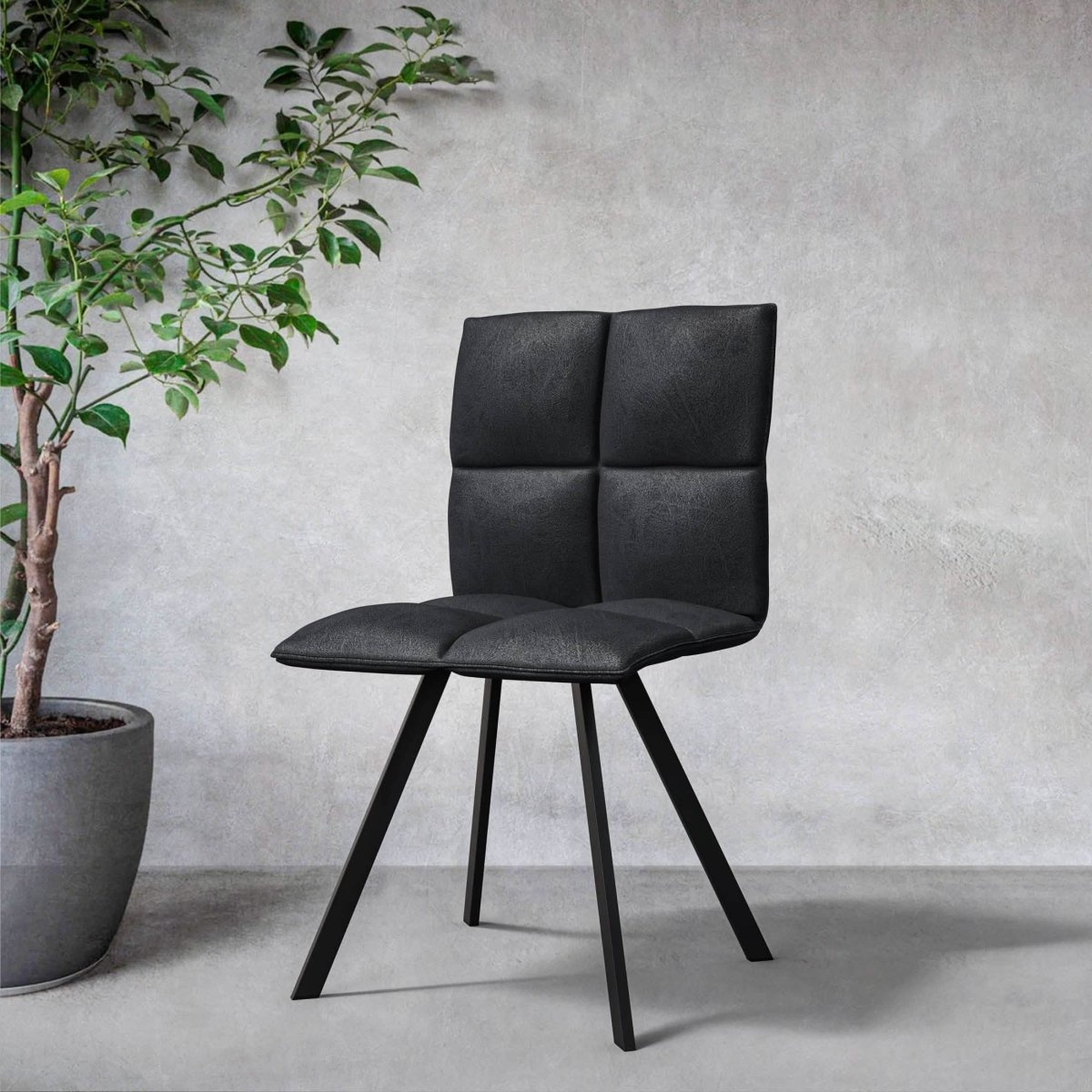 Wesley Modern Leather Kitchen and Dining Chairs with Black Metal Legs