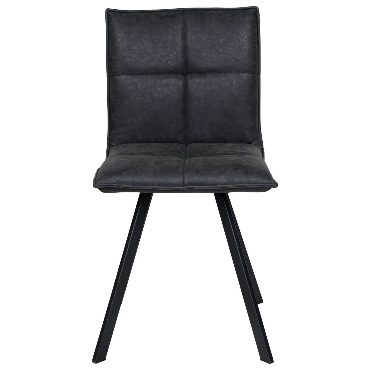 Wesley Modern Leather Kitchen and Dining Chairs with Black Metal Legs