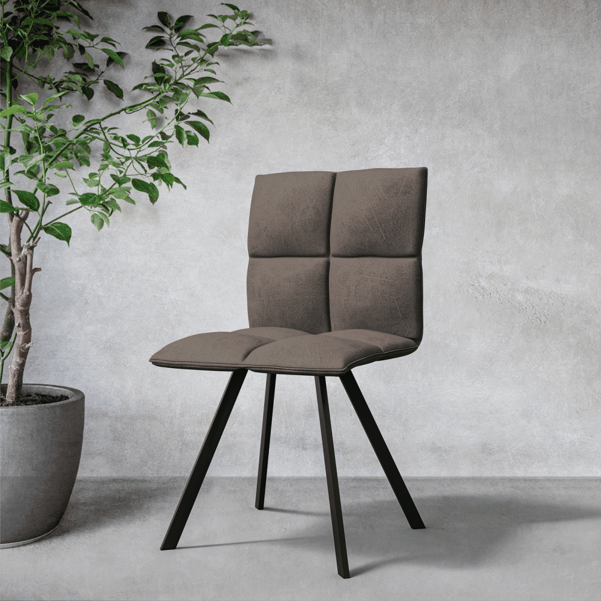 Wesley Modern Leather Kitchen and Dining Chairs with Black Metal Legs