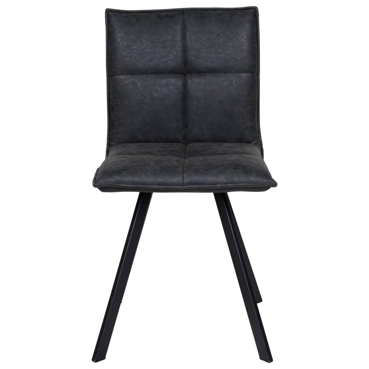 Wesley Modern Leather Kitchen and Dining Chairs with Black Metal Legs