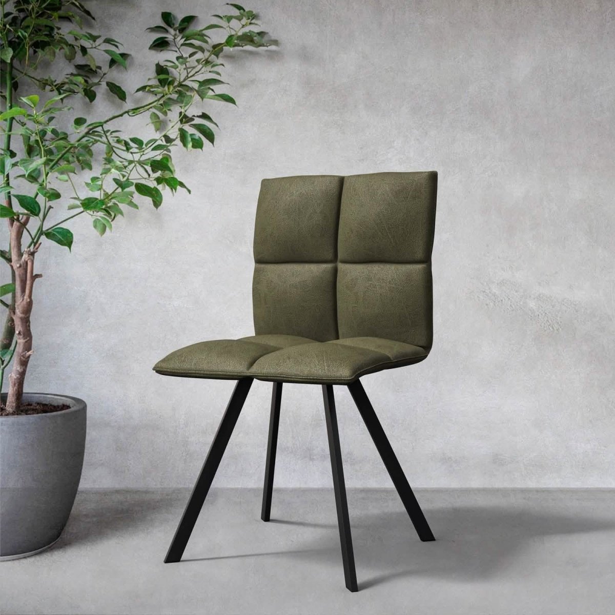 Wesley Modern Leather Kitchen and Dining Chairs with Black Metal Legs
