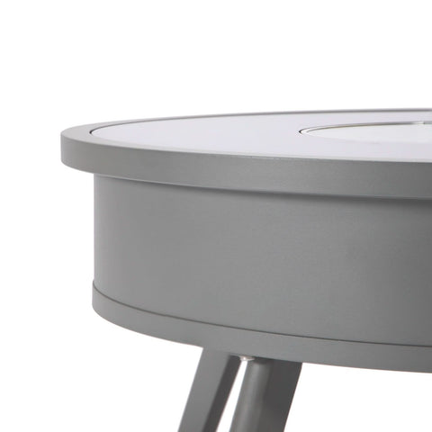 Walbrooke Modern Outdoor Round Fire Pit Table with Powder-Coated Aliuminum Frame and Slats/Non Slats Design