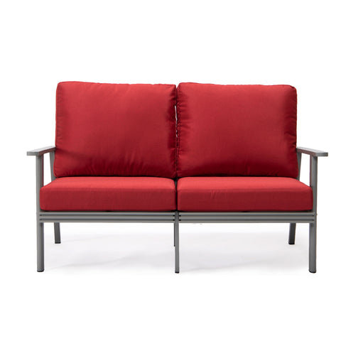 Walbrooke Modern Outdoor Patio Loveseat – Black, Brown, White, or Grey Frame & Removable Cushions