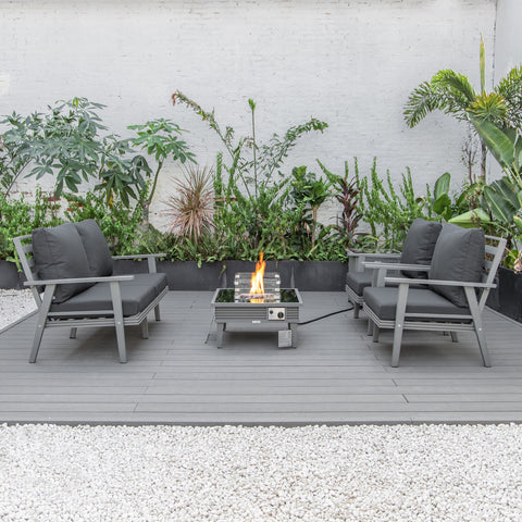 Walbrooke Aluminum Patio Conversation With Slats Design Fire Pit Table & Tank Holder