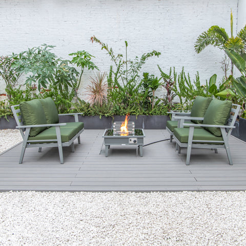Walbrooke Aluminum Patio Conversation With Slats Design Fire Pit Table & Tank Holder