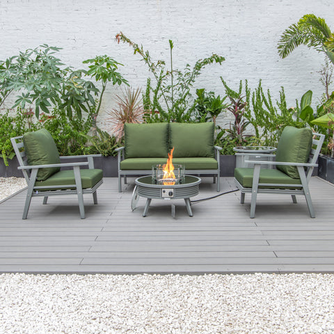 Walbrooke Aluminum Patio Conversation With Slats Design Fire Pit Table & Tank Holder