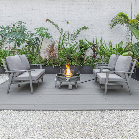 Walbrooke Aluminum Patio Conversation With Slats Design Fire Pit Table & Tank Holder