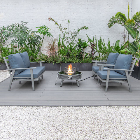 Walbrooke Aluminum Patio Conversation With Slats Design Fire Pit Table & Tank Holder