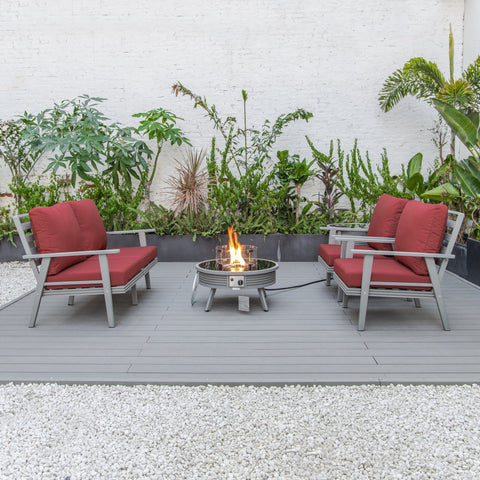 Walbrooke Aluminum Patio Conversation With Slats Design Fire Pit Table & Tank Holder