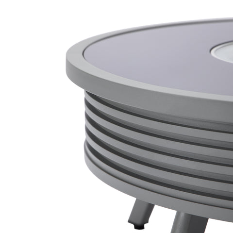 Walbrooke Modern Outdoor Round Fire Pit Table with Powder-Coated Aliuminum Frame and Slats/Non Slats Design