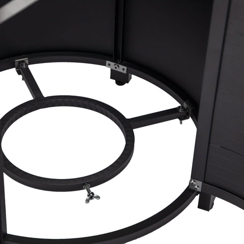 Walbrooke Modern Round Tank Holder Table with Tempered Glass Top and Powder Coated Aluminum Slats/Non Slats Design