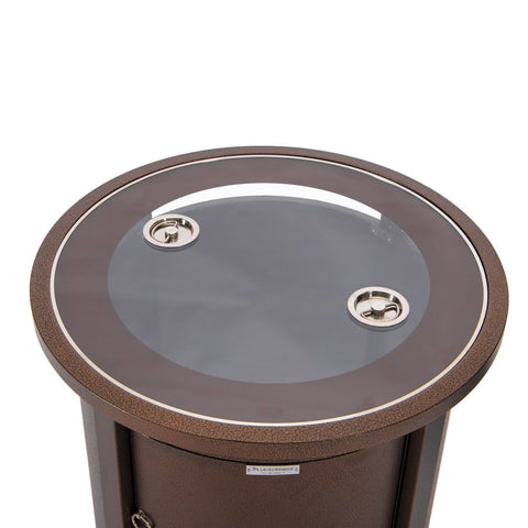 Walbrooke Modern Round Tank Holder Table with Tempered Glass Top and Powder Coated Aluminum Slats/Non Slats Design