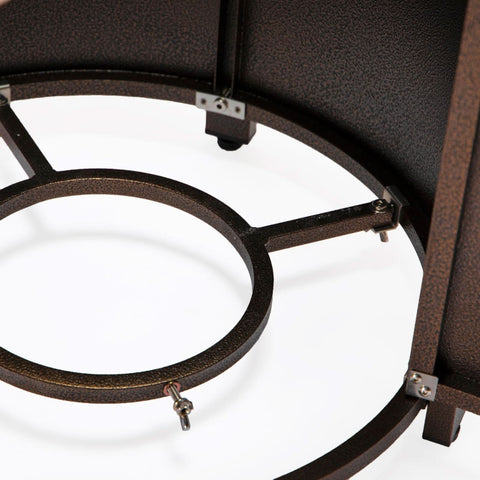 Walbrooke Modern Round Tank Holder Table with Tempered Glass Top and Powder Coated Aluminum Slats/Non Slats Design