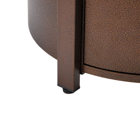 Walbrooke Modern Round Tank Holder Table with Tempered Glass Top and Powder Coated Aluminum Slats/Non Slats Design