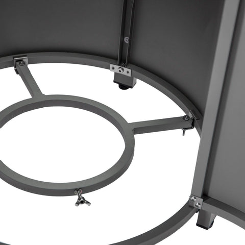 Walbrooke Modern Round Tank Holder Table with Tempered Glass Top and Powder Coated Aluminum Slats/Non Slats Design
