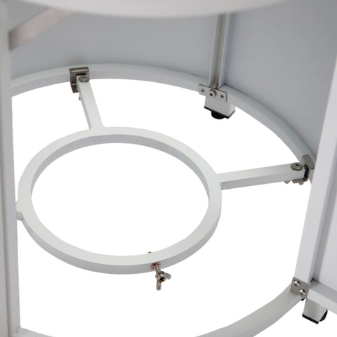 Walbrooke Modern Round Tank Holder Table with Tempered Glass Top and Powder Coated Aluminum Slats/Non Slats Design
