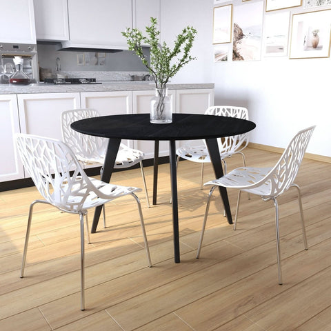 Asbury Polypropylene Dining Side Chair with Forest Cut-Out Design in Chrome