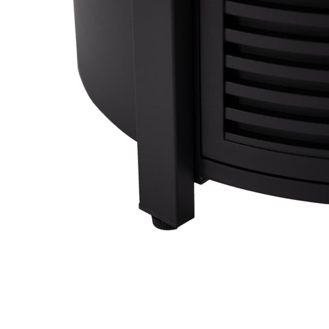 Walbrooke Modern Round Tank Holder Table with Tempered Glass Top and Powder Coated Aluminum Slats/Non Slats Design