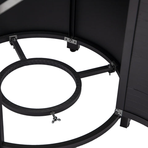 Walbrooke Modern Round Tank Holder Table with Tempered Glass Top and Powder Coated Aluminum Slats/Non Slats Design