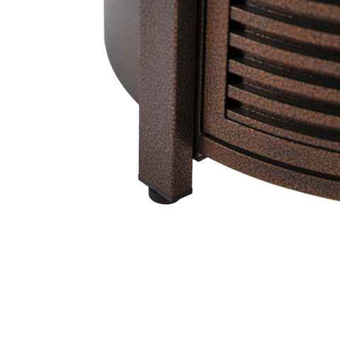 Walbrooke Modern Round Tank Holder Table with Tempered Glass Top and Powder Coated Aluminum Slats/Non Slats Design