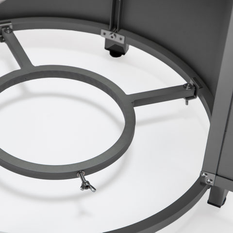 Walbrooke Modern Round Tank Holder Table with Tempered Glass Top and Powder Coated Aluminum Slats/Non Slats Design