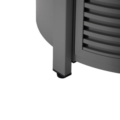 Walbrooke Modern Round Tank Holder Table with Tempered Glass Top and Powder Coated Aluminum Slats/Non Slats Design
