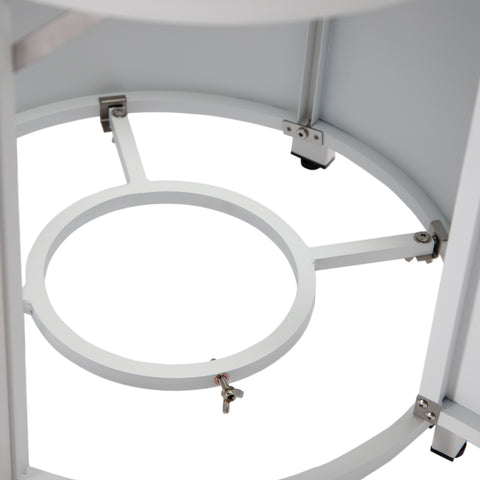 Walbrooke Modern Round Tank Holder Table with Tempered Glass Top and Powder Coated Aluminum Slats/Non Slats Design