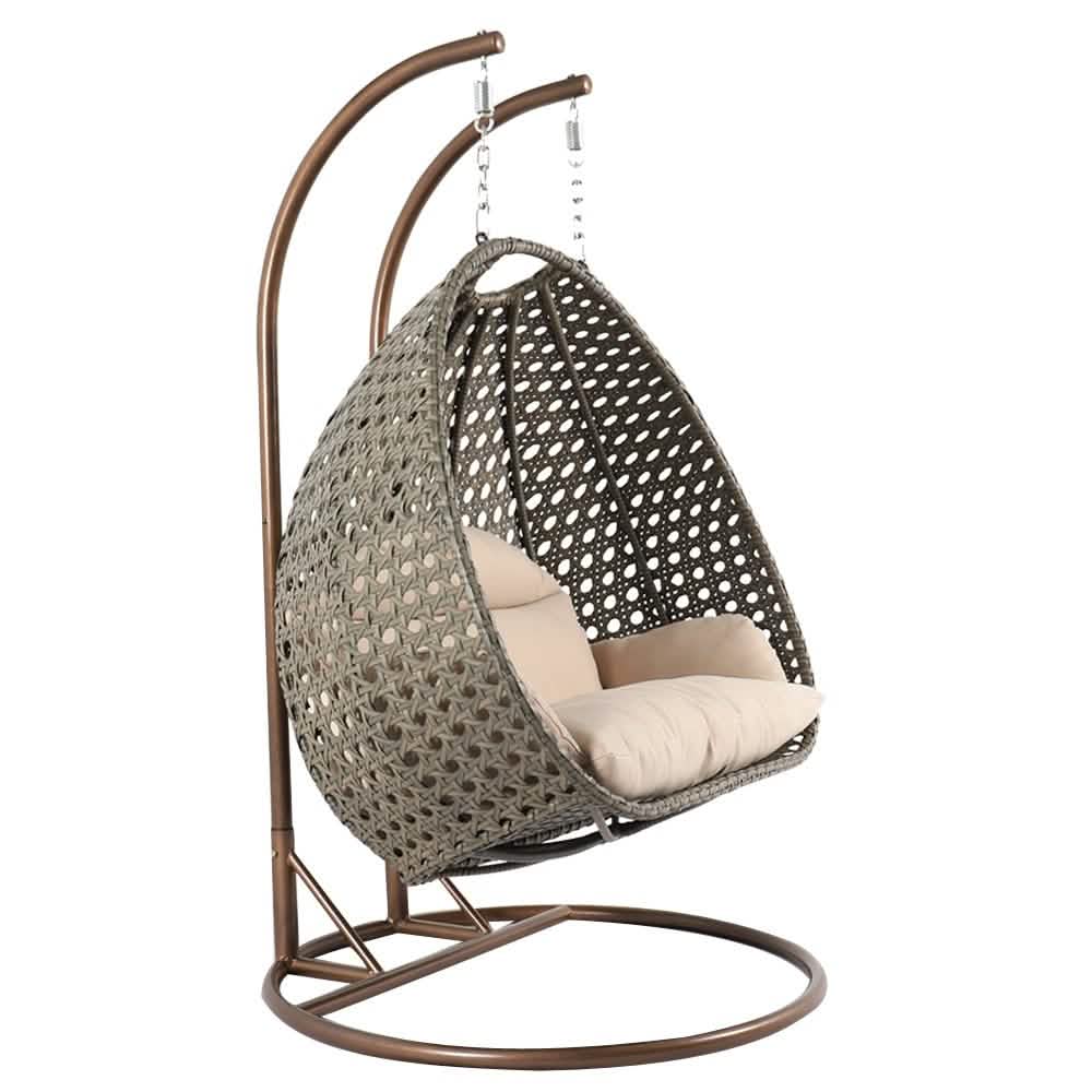 Wicker Hanging 2 person Egg Swing Chair With Outdoor Cover