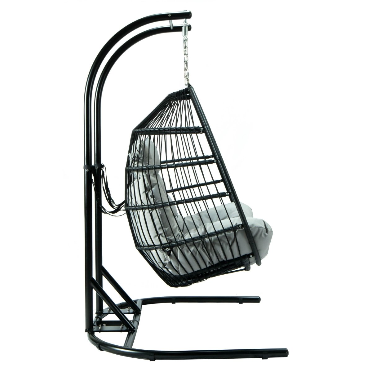 Wicker Two Seater Egg Swing Chair in Iron With Removable Cushion