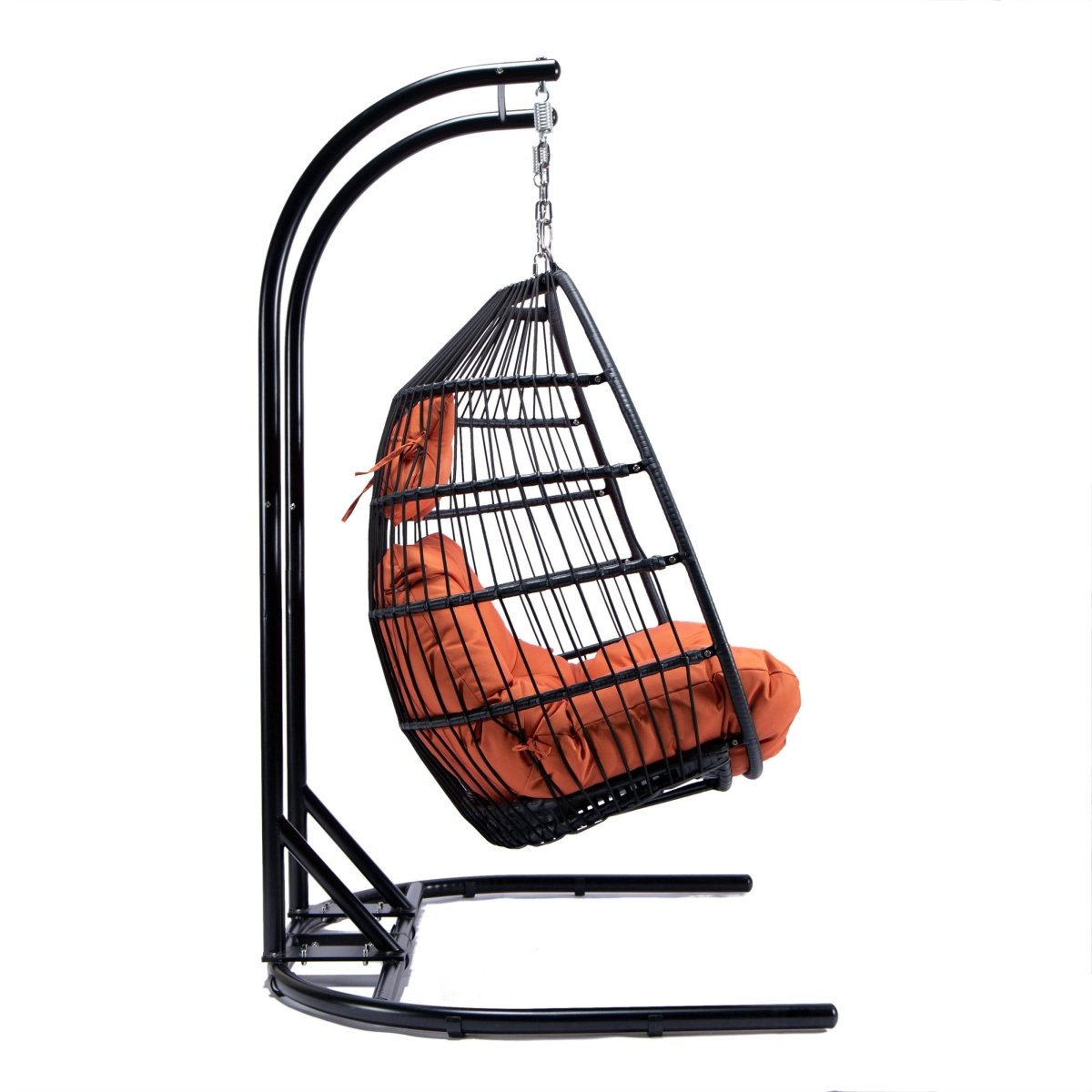 Wicker Two Seater Egg Swing Chair in Iron With Removable Cushion