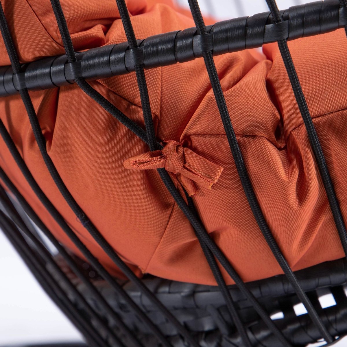 Wicker Two Seater Egg Swing Chair in Iron With Removable Cushion