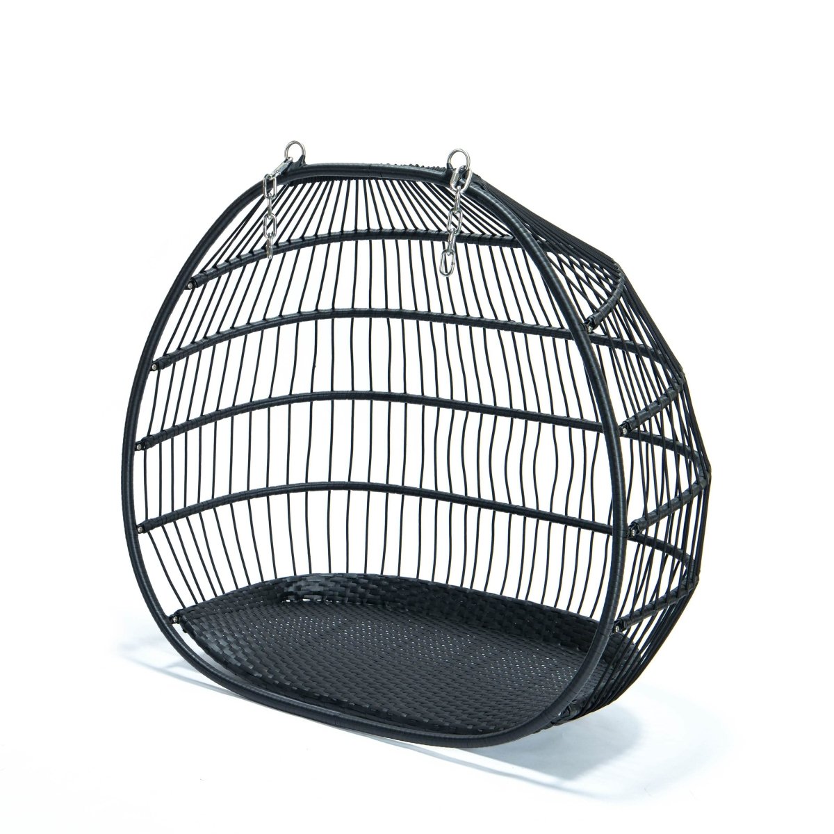 Wicker Two Seater Egg Swing Chair in Iron With Removable Cushion