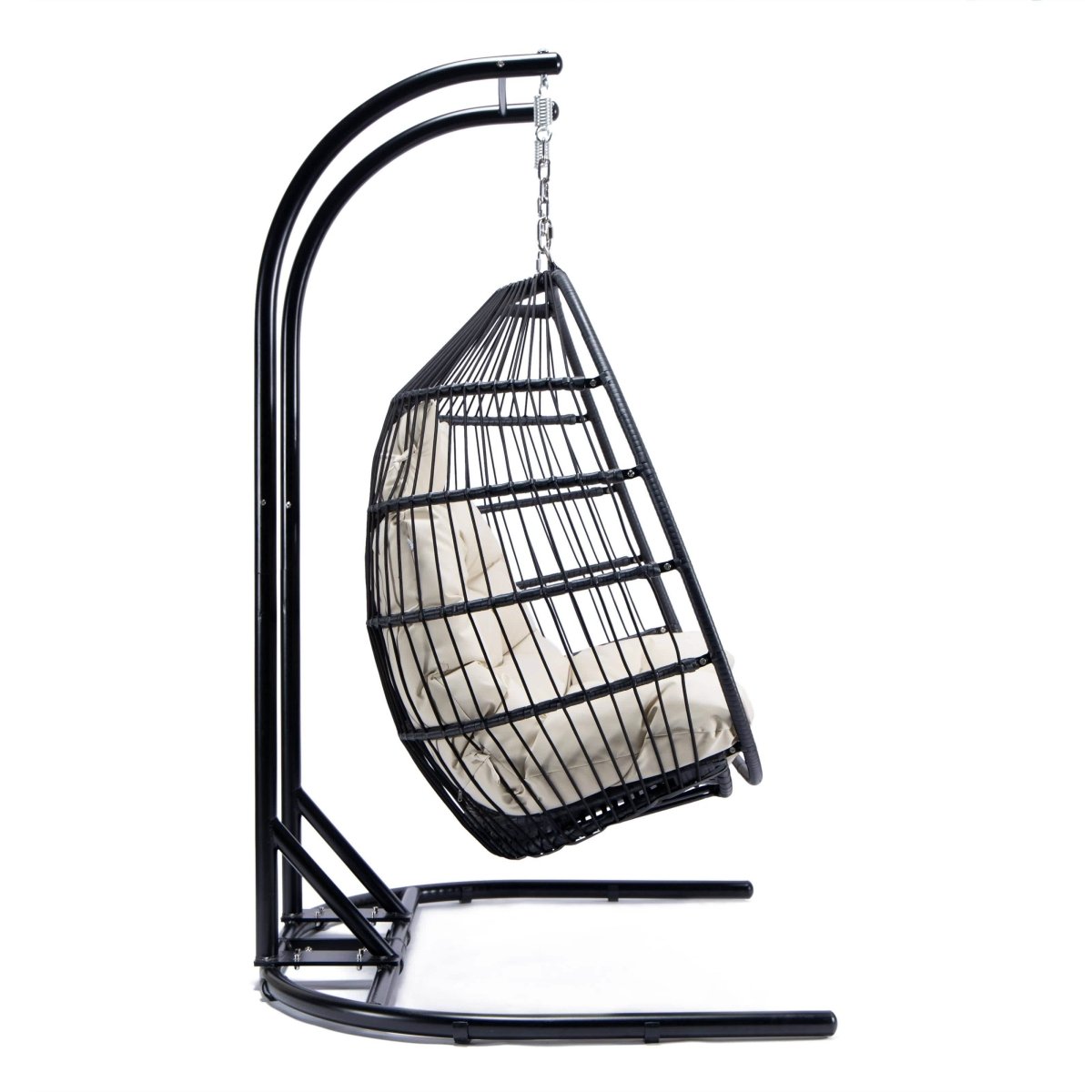 Wicker Two Seater Egg Swing Chair in Iron With Removable Cushion