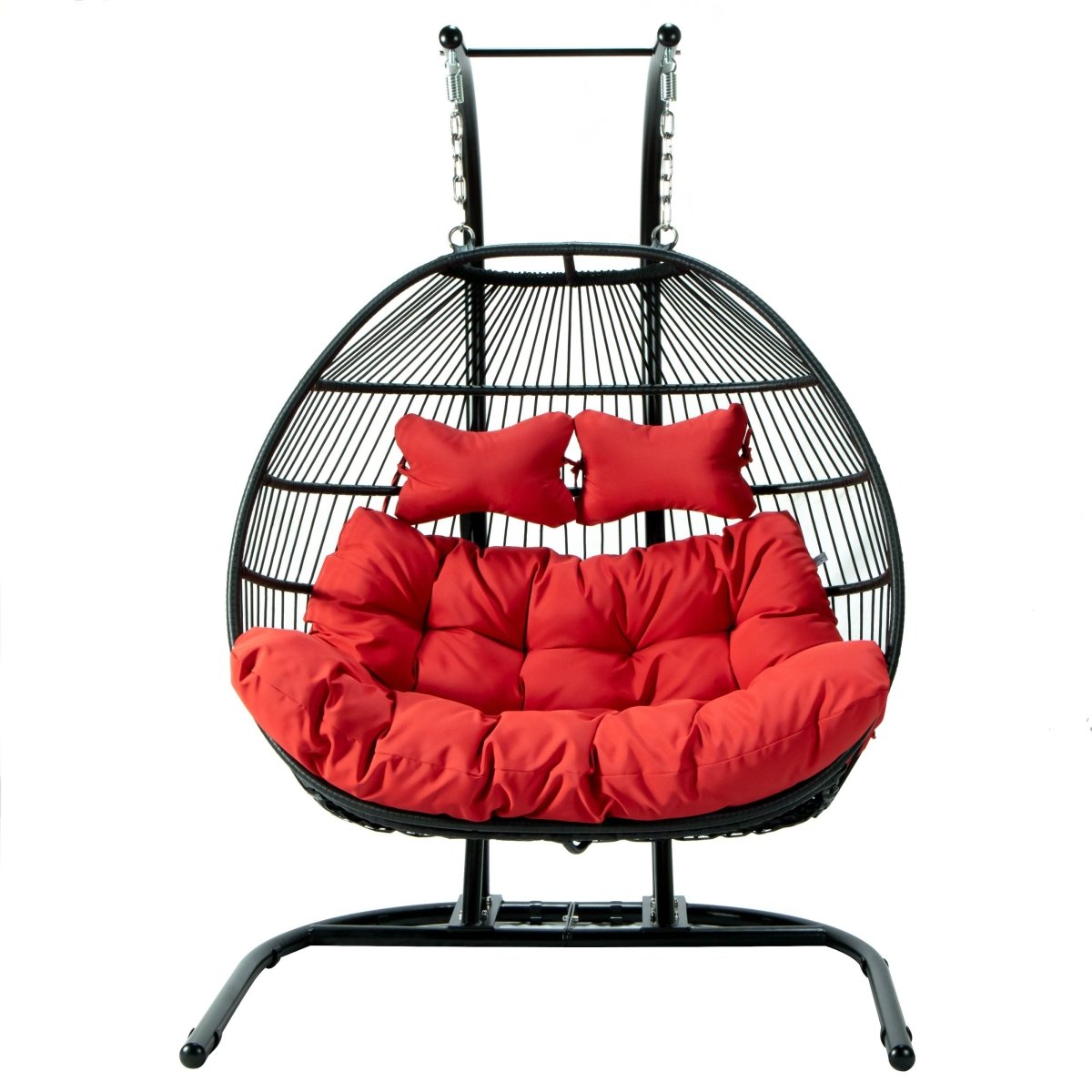 Wicker Two Seater Egg Swing Chair in Iron With Removable Cushion