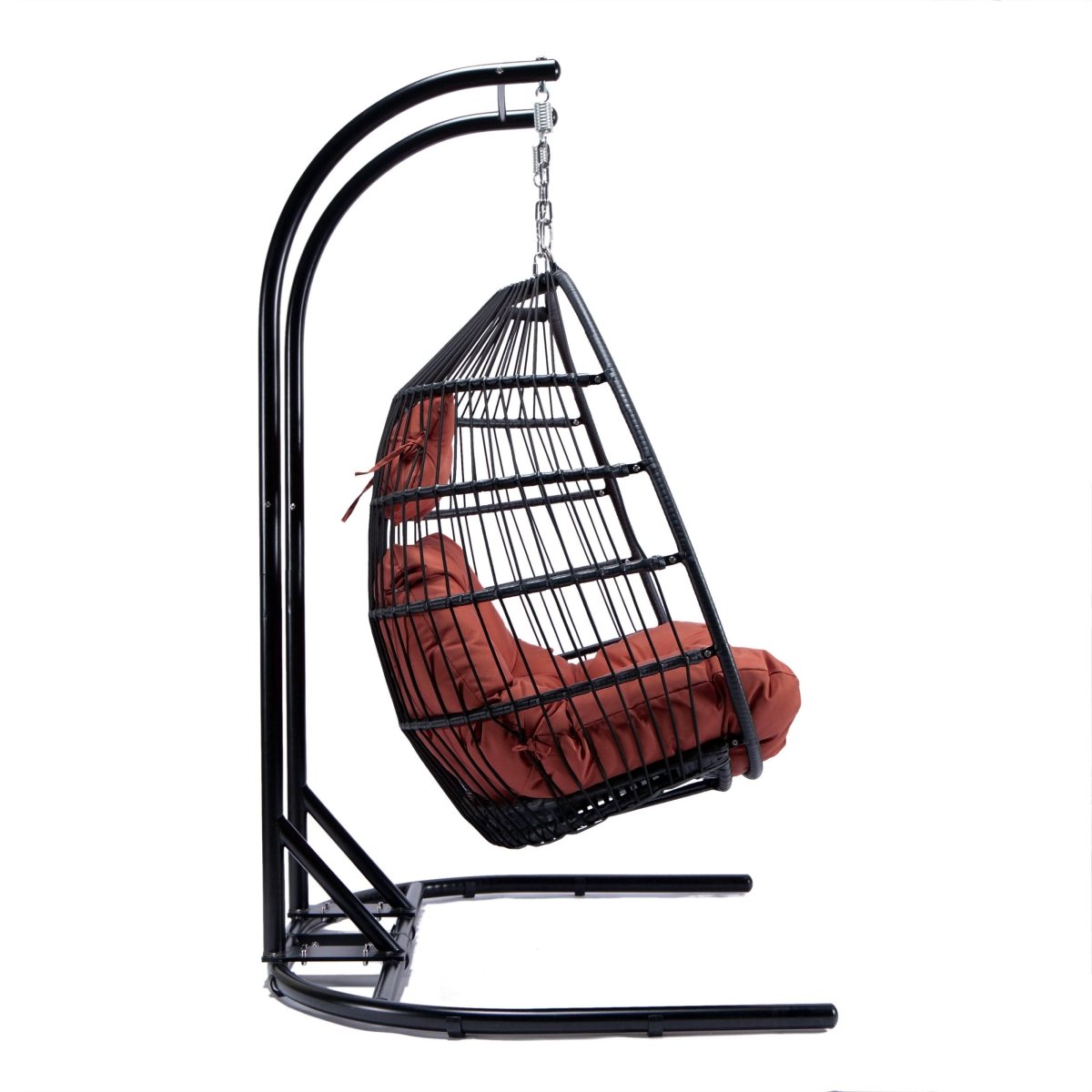 Wicker Two Seater Egg Swing Chair in Iron With Removable Cushion