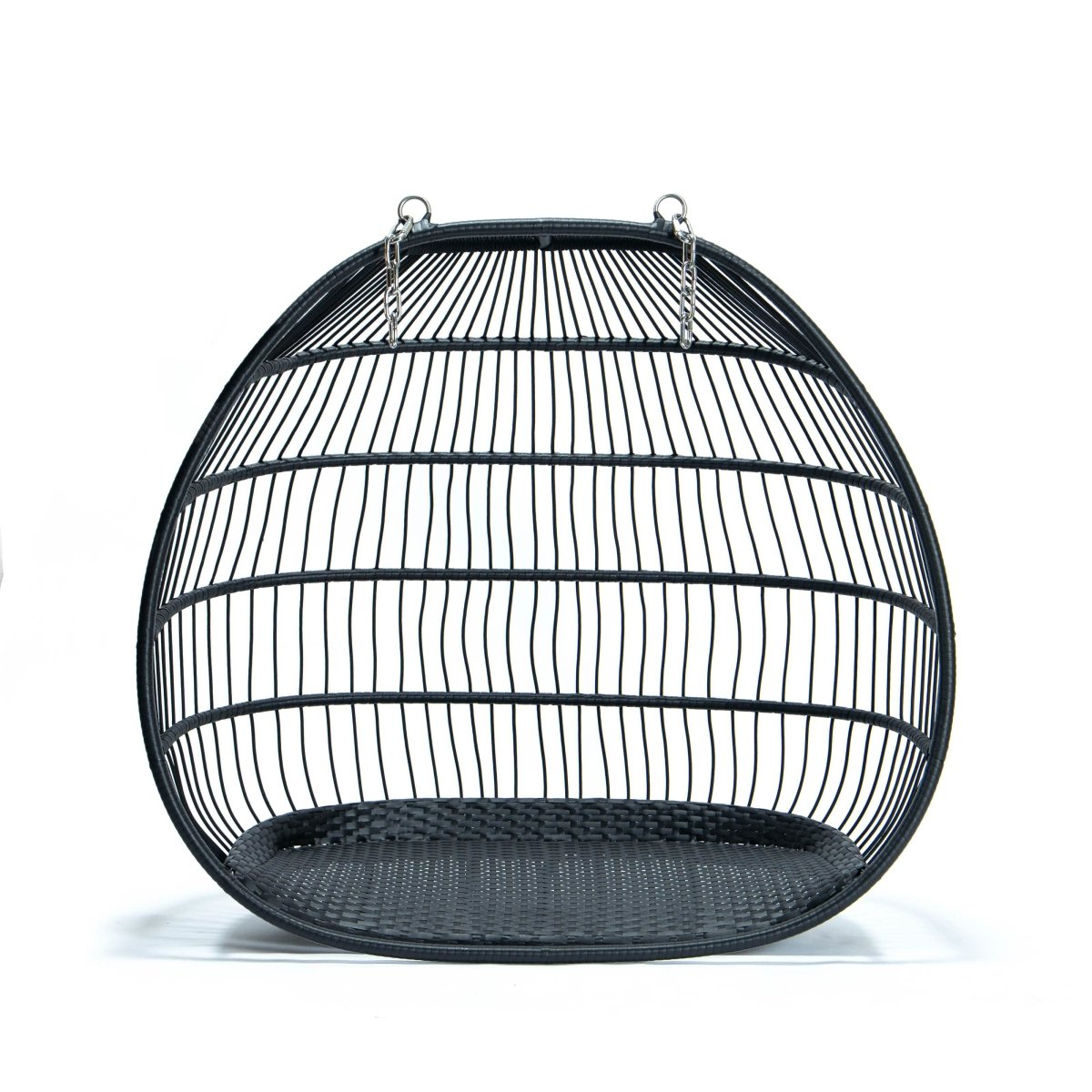 Wicker Two Seater Egg Swing Chair in Iron With Removable Cushion