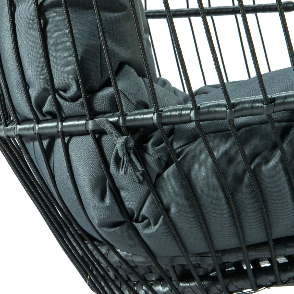 Wicker Two Seater Egg Swing Chair in Iron With Removable Cushion