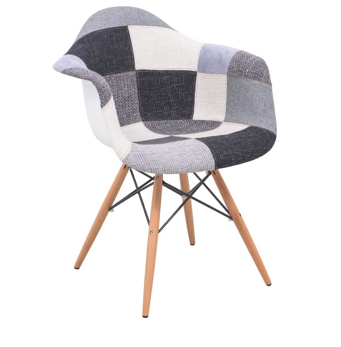 Willow Patchwork Fabric Eiffel Accent Chair, Set of 4