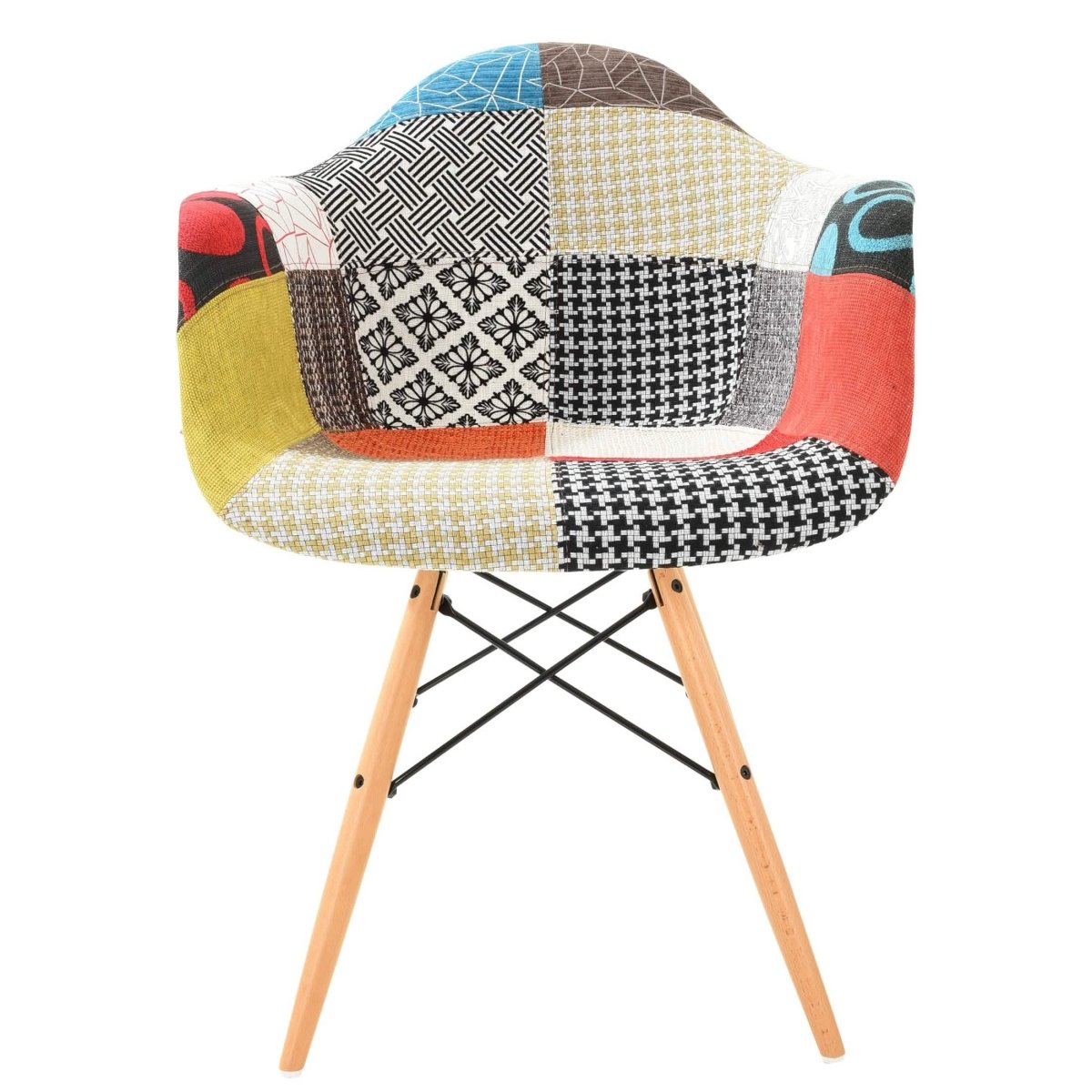 Willow Patchwork Fabric Eiffel Accent Chair, Set of 4